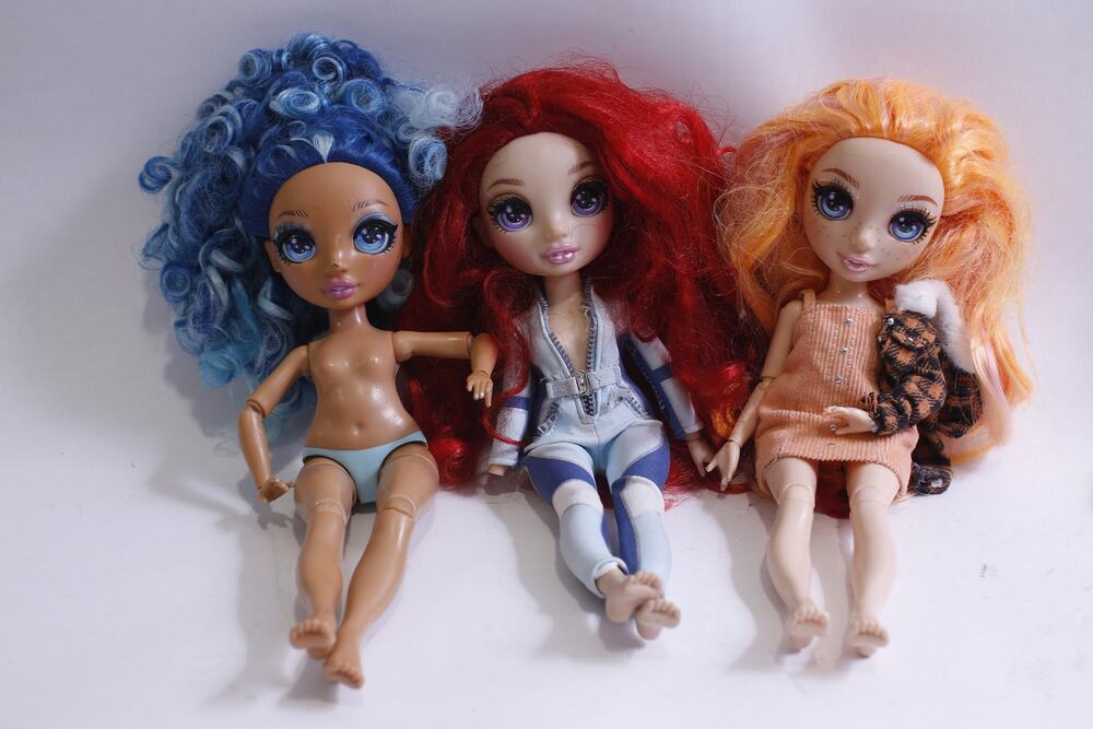 Rainbow High, Dolls, Set of 3, Skyler, Ruby, Poppy, Poseable, Bright Hair, FLAWS
